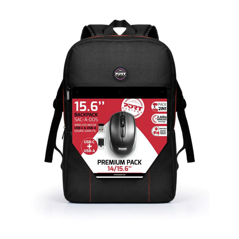 14/15.6" Port Pack Backpack + Wireless Mouse