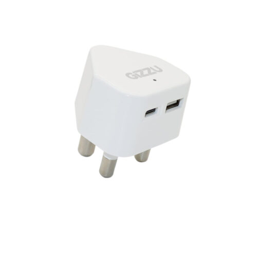 GIZZU Fast Charge Wall Charger Type C 20W & USB - 3 Prong Round Plug
