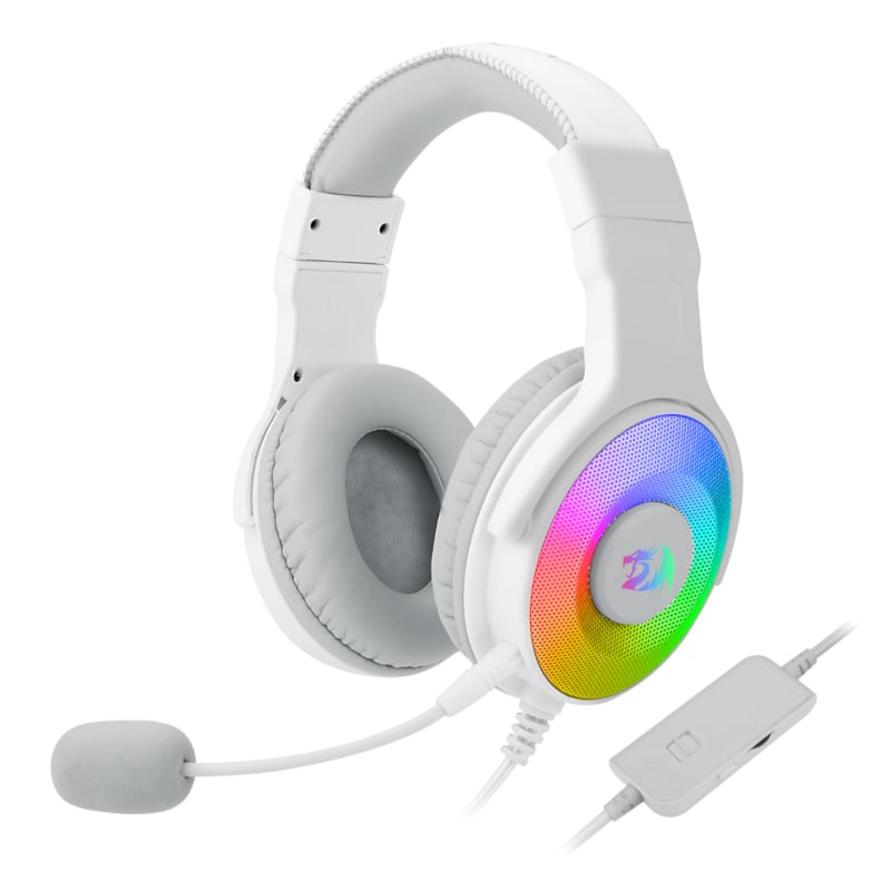 Redragon H350 Pandora 2 USB (Power Only)|Aux (Mic and Headset) RGB Gaming Headset - White