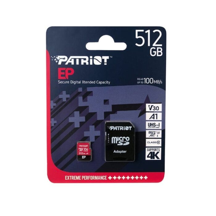 512GB Patriot EP V30 A1 Micro SDXC Card + Adapter - Image 3