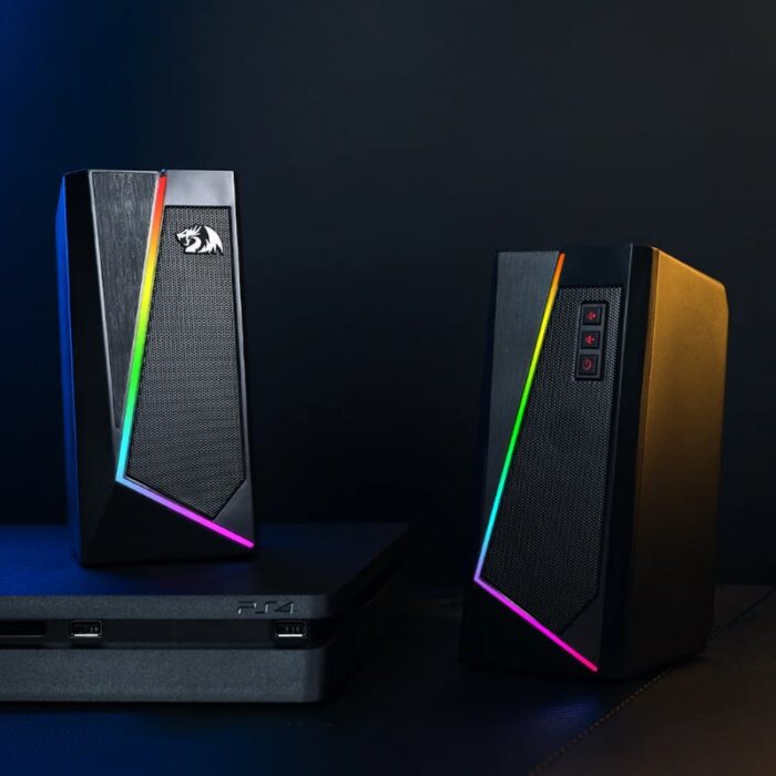 REDRAGON 2.0 Satellite Speaker ANVIL 2 x 3W RGB USB | Aux Gaming Speaker - Black - Image 6