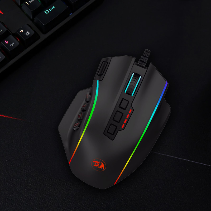 Redragon M901 Perdiction 12400DPI RGB MMO Ergo Gaming Mouse - Black - Image 7