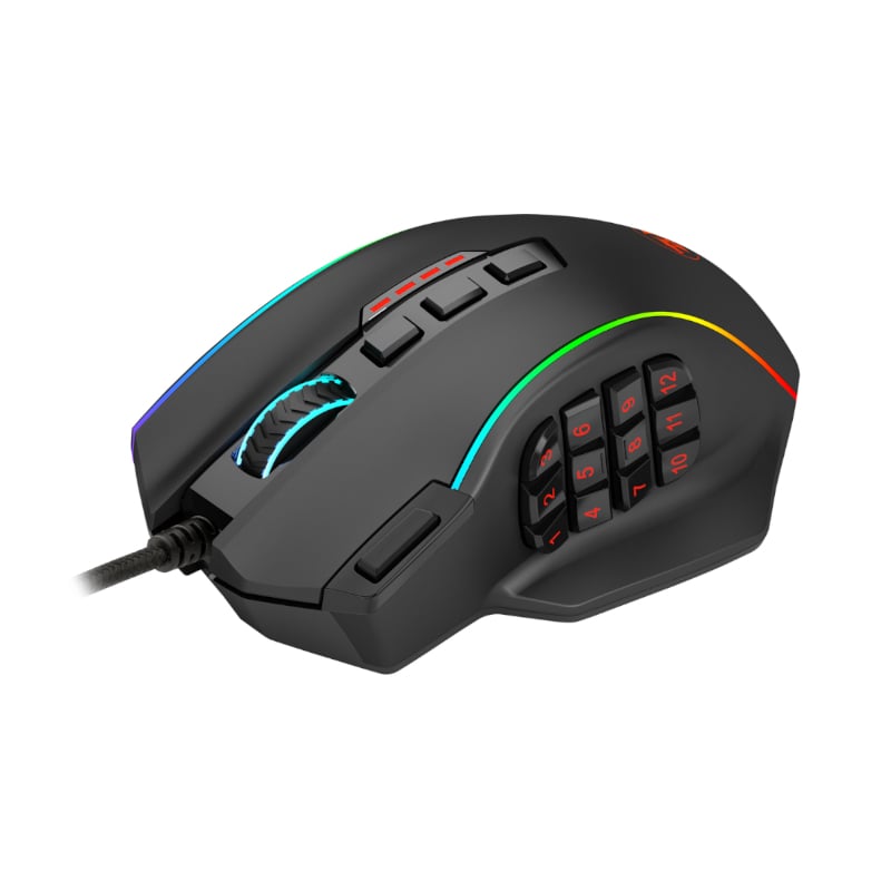 Redragon M901 Perdiction 12400DPI RGB MMO Ergo Gaming Mouse - Black - Image 2