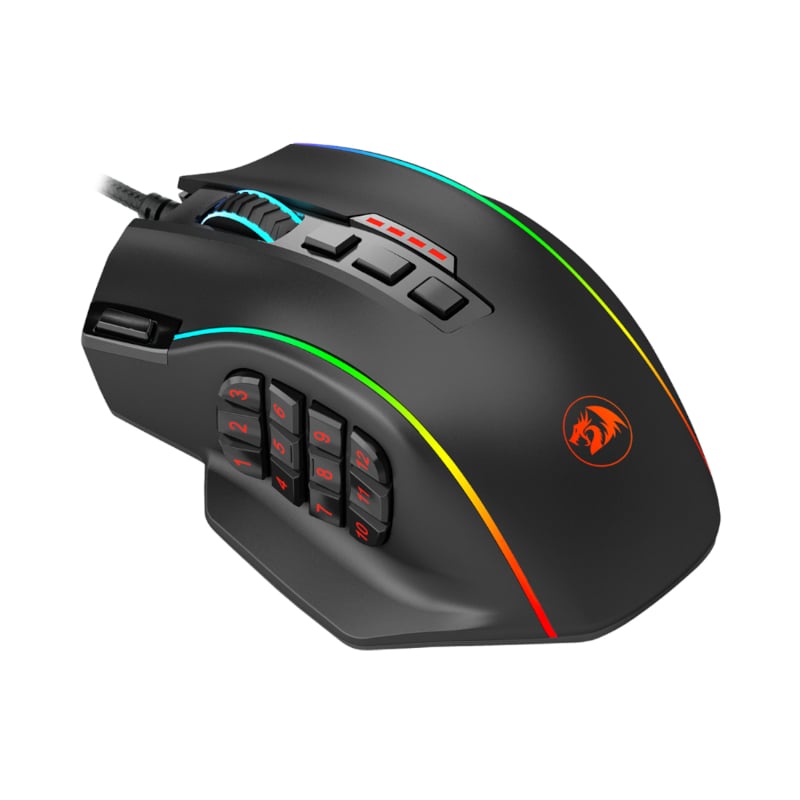 Redragon M901 Perdiction 12400DPI RGB MMO Ergo Gaming Mouse - Black - Image 4