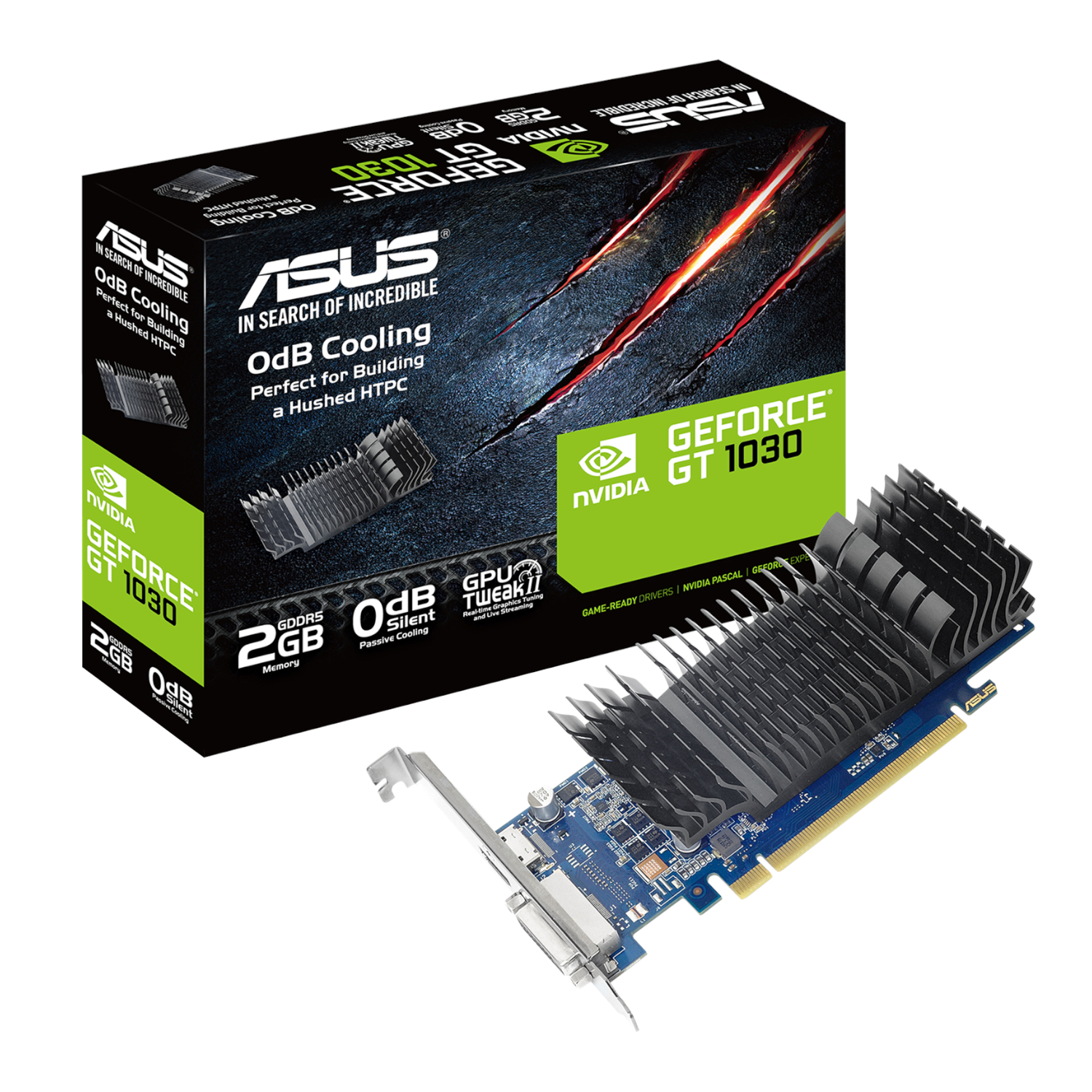 2GB ASUS GeForce GT1030 GDDR5 Low Profile Silent Graphics Card