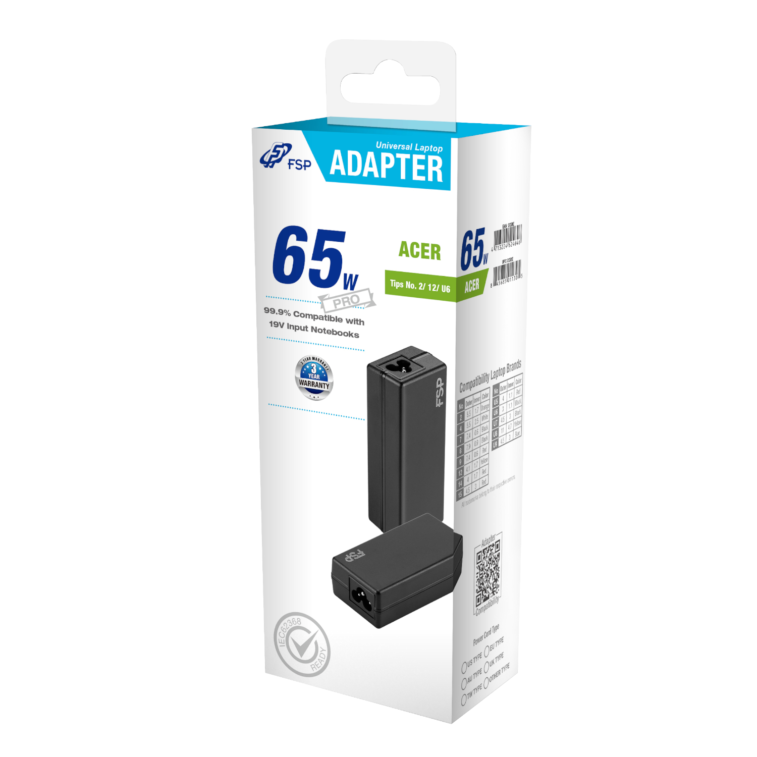 FSP PRO 65W Universal Laptop Adapter - Acer - Image 5