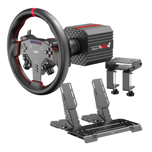 PXN VD4 Direct Drive Sim Racing Wheel - PD-HM Dual Pedal - Z8 Clamp Bundle