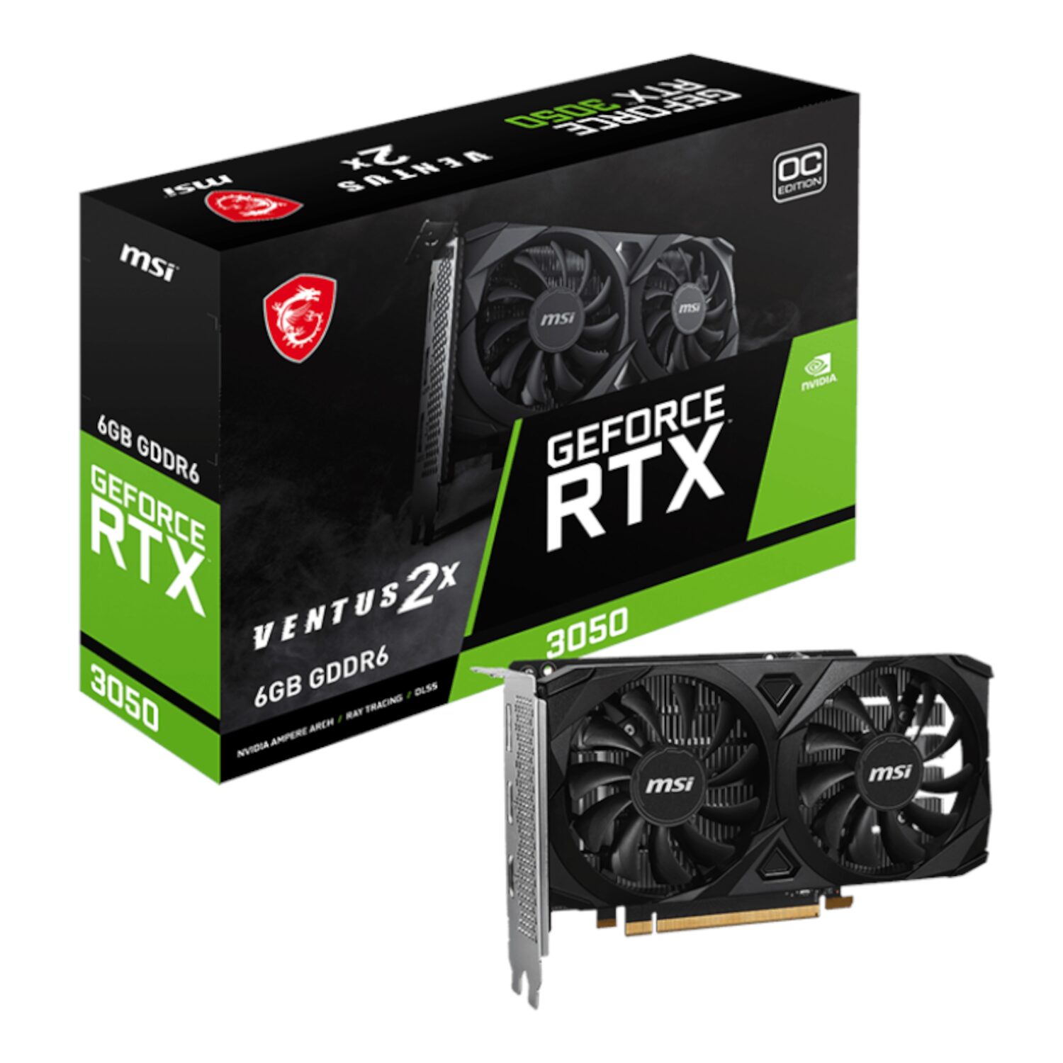6GB MSI GeForce RTX 3050 VENTUS 2X E OC Graphics Card